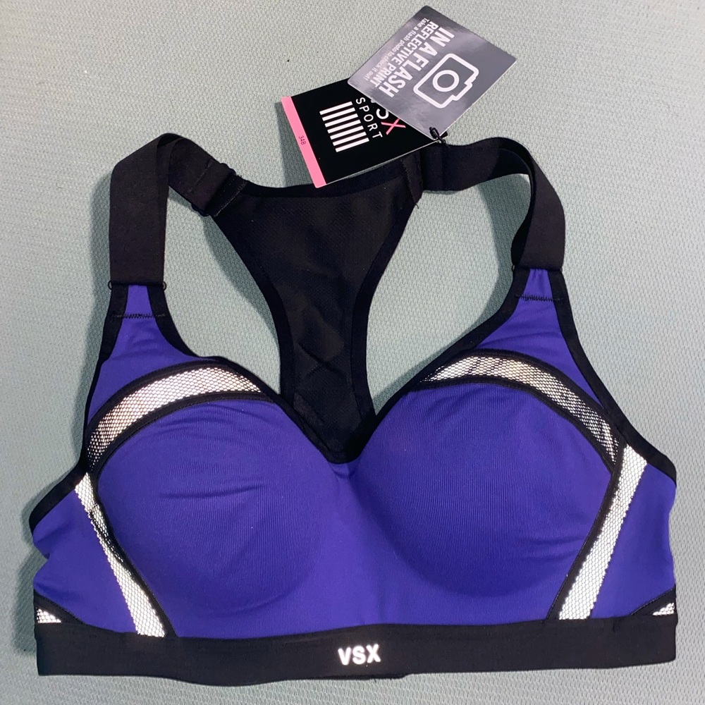 NWT VSX Victoria’s Secret Sports Bra 34B In a Flash Reflective Print